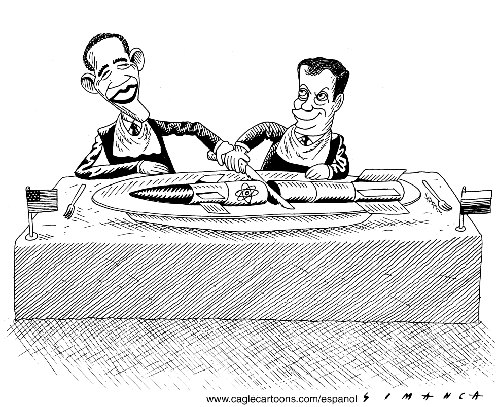  OBAMA AND MEDVEDEV by Osmani Simanca