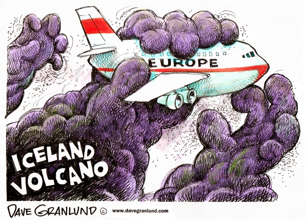  ICELAND VOLCANO GRIPS EUROPE by Dave Granlund