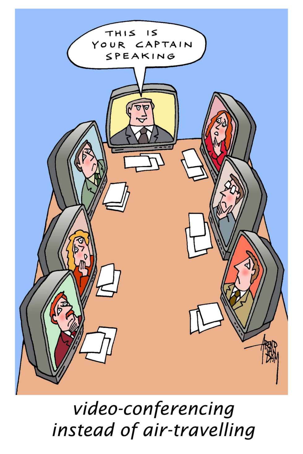 video- conferencing instead of air-travelling