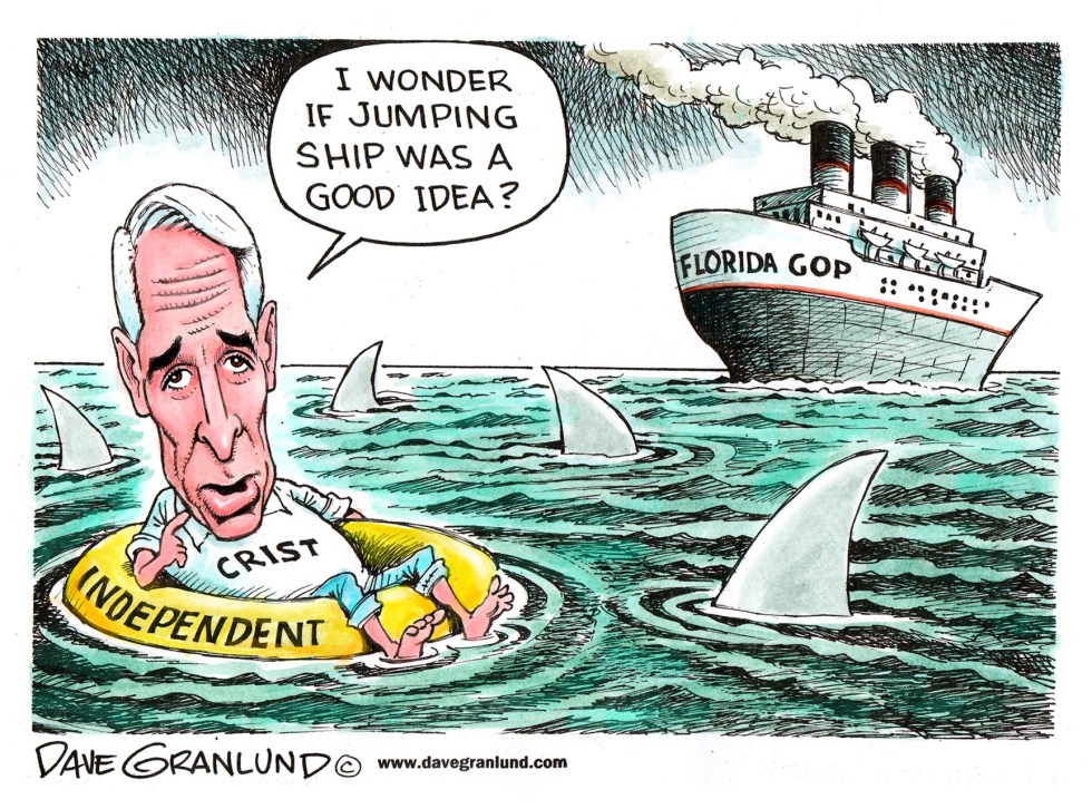  CHARLIE CRIST JUMPS SHIP by Dave Granlund