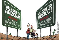 CAUGHT IN THE MIDDLE  by Nate Beeler