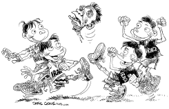 IRAQ SOCCER HEAD KIDS by Daryl Cagle