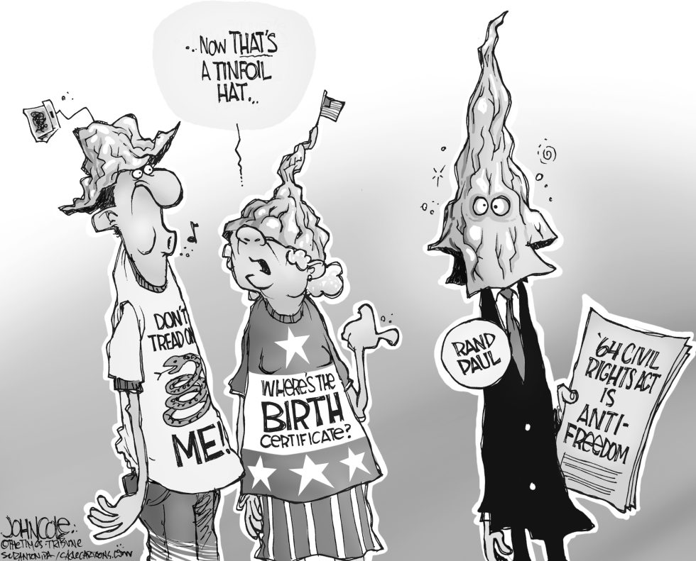Rand Paul tinfoil hat BW