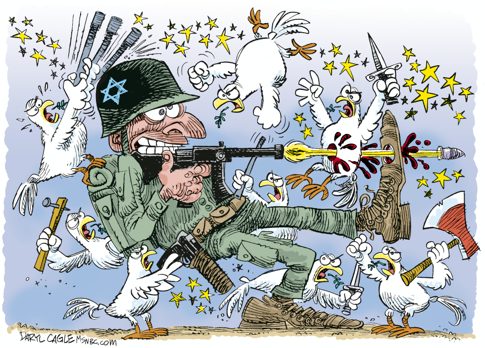  ISRAEL BATTERED BY PEACE PROTESTS by Daryl Cagle