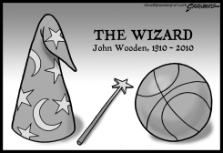 JOHN WOODEN BW by Steve Greenberg