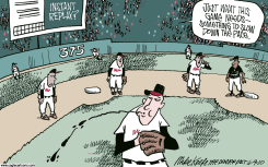 BASEBALL INSTANT REPLAY  by Mike Keefe