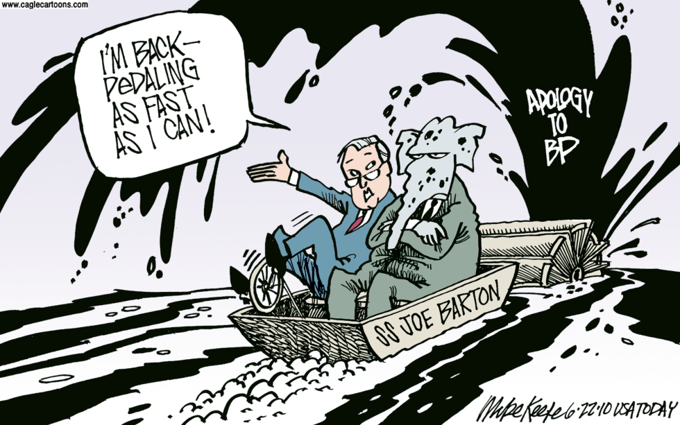  BARTON BACKPEDALS by Mike Keefe