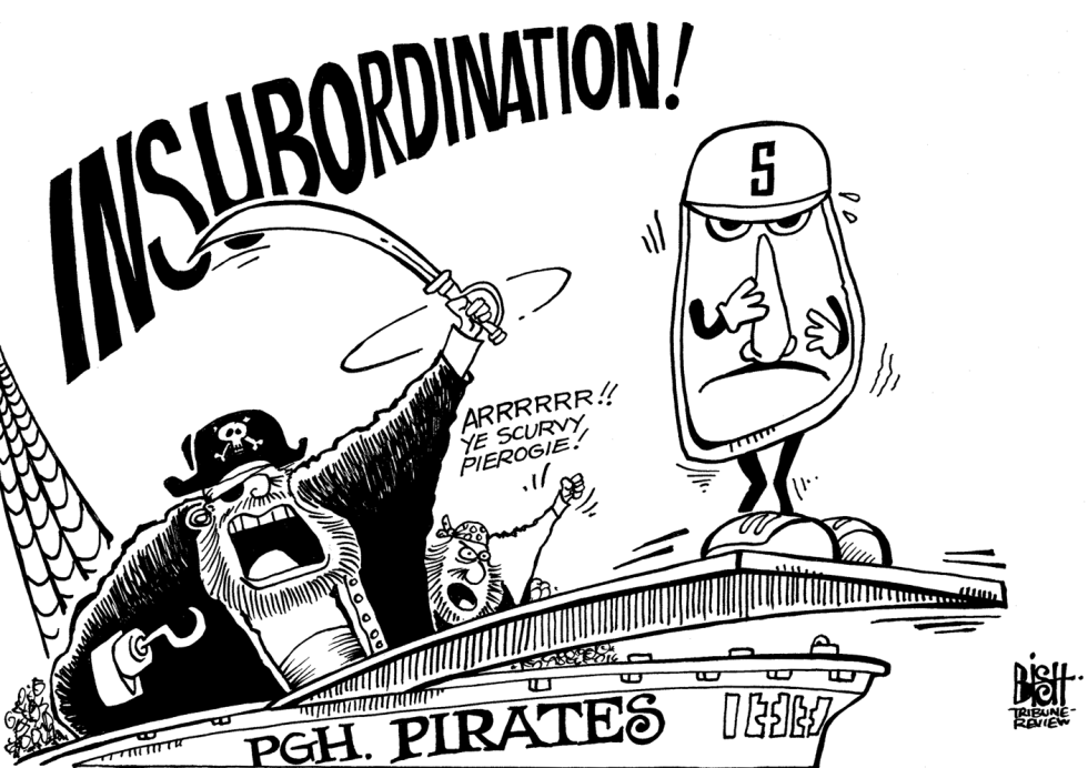 LOCAL- PGH PIRATES FIRE THEIR PIEROGIE, b/w