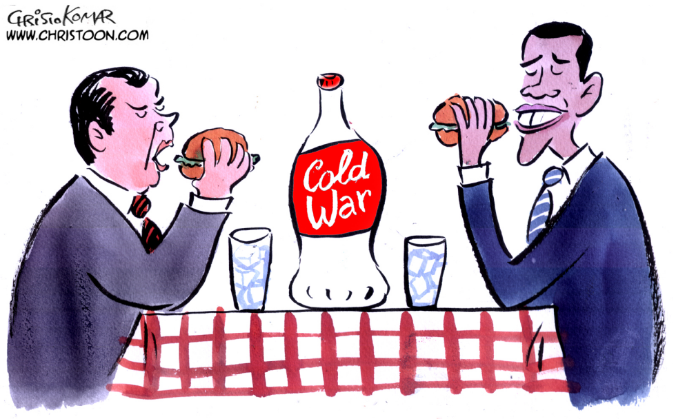 Burger  time for Obama and Medvedev - COLOR