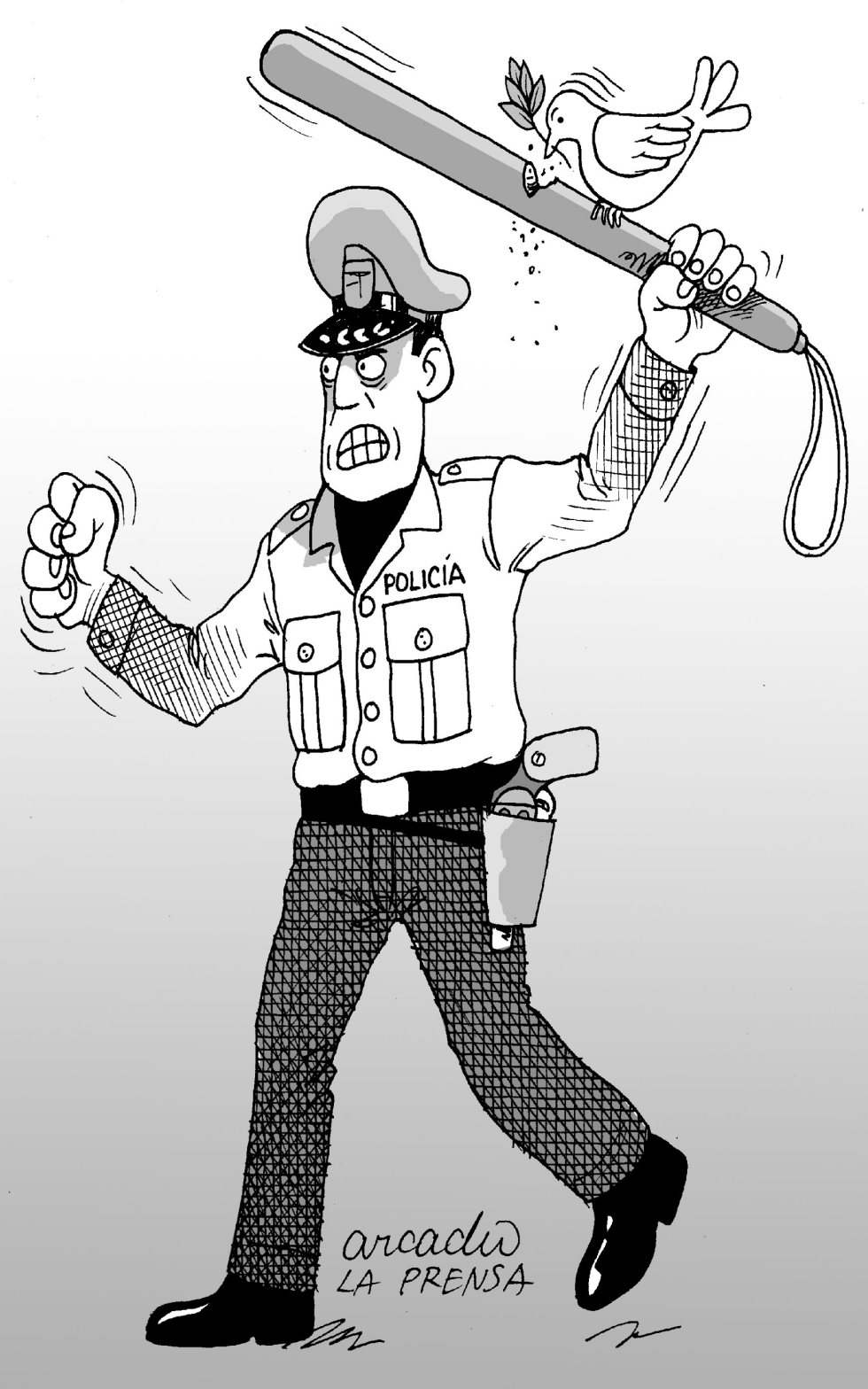 Policía con represión moderada