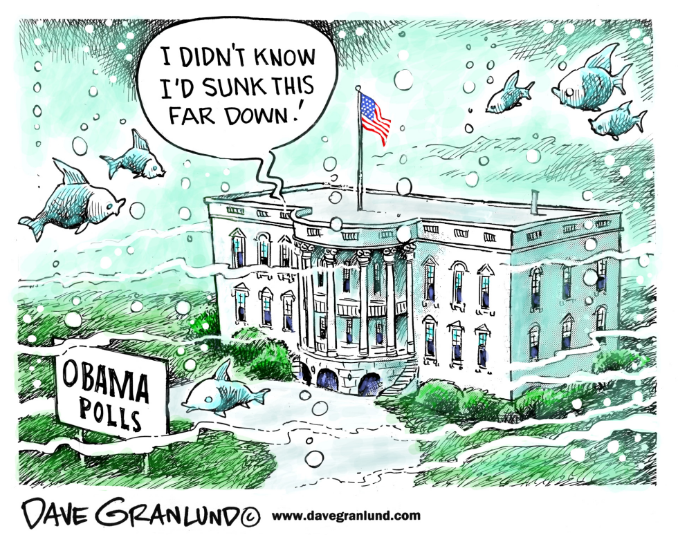  OBAMA SINKING IN POLLS by Dave Granlund