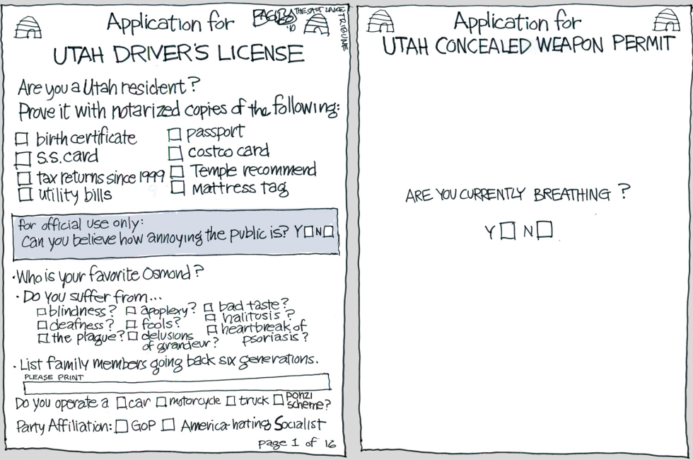  UTAH GUN PERMITS by Pat Bagley