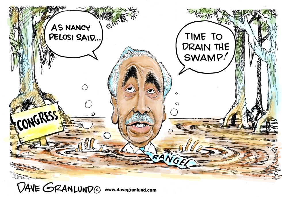  CHARLIE RANGEL IN THE SWAMP by Dave Granlund