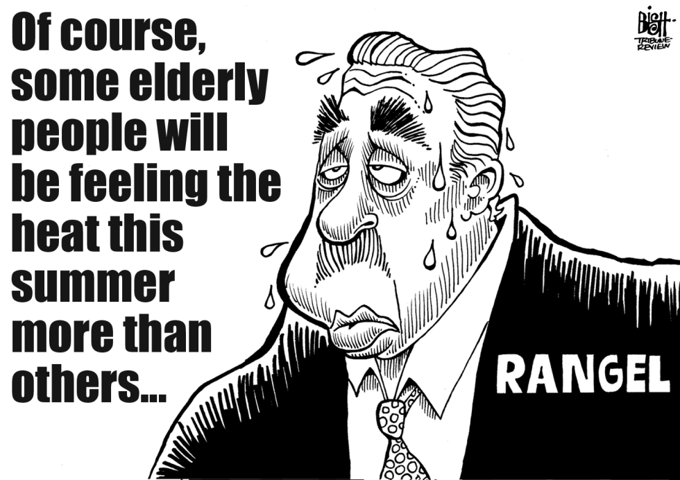 CHARLIE RANGEL FEELS THE HEAT, B/W