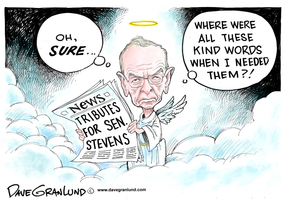  SENATOR TED STEVENS DIES by Dave Granlund