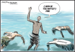 OBAMA IN GULF, WATERS FINE by J.D. Crowe