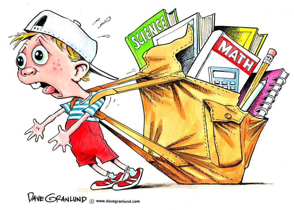  HOMEWORK LOADS AND BACKPACKS by Dave Granlund