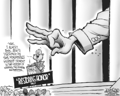 GLENN BECK MEETS HONEST ABE BW by John Cole