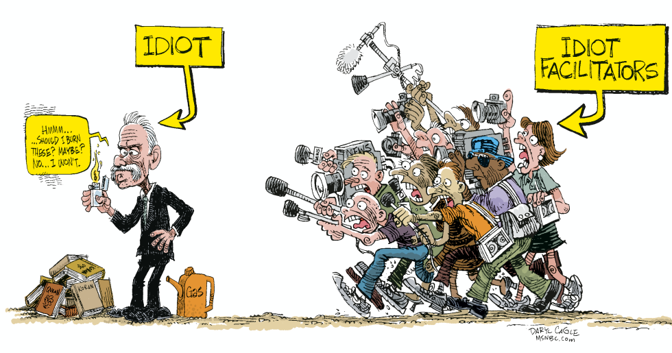  MEDIA CHASING THE IDIOT PASTOR  by Daryl Cagle