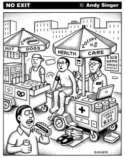HEALTH CARE HOT DOG CART by Andy Singer
