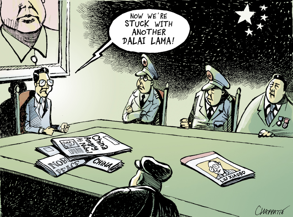  CHINESE DISSIDENT GETS THE NOBEL by Patrick Chappatte