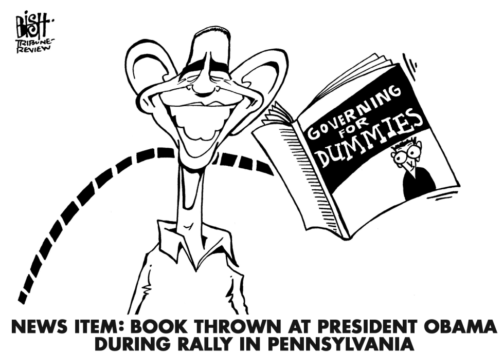 BOOK THROWN AT OBAMA, B/W