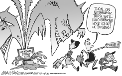 ESCAPE FROM ATTACK ADS by Mike Keefe