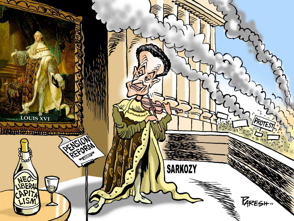  SARKOZY AND PROTESTS by Paresh Nath