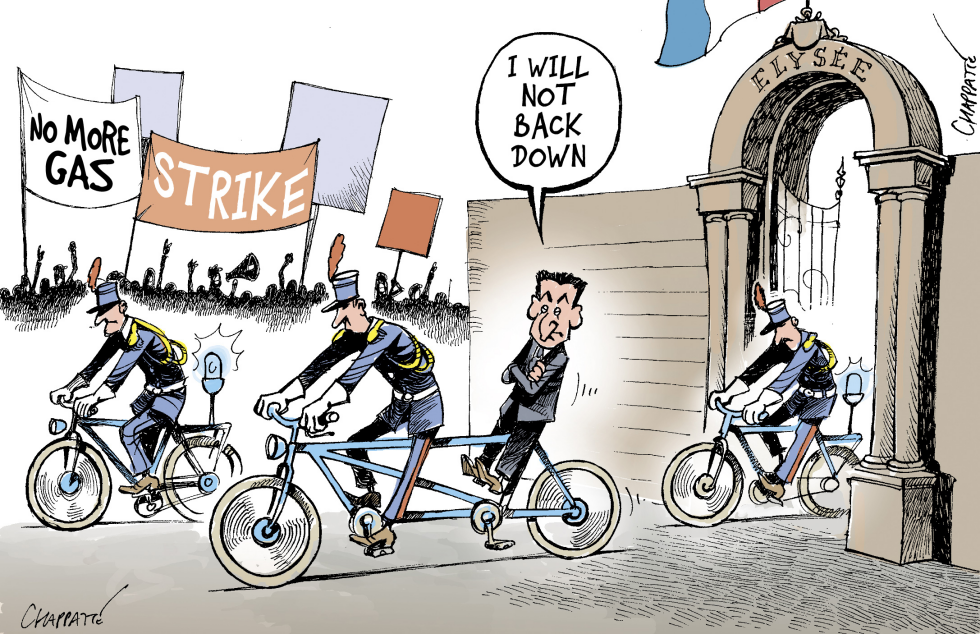  FRENCH STRIKES HURT GAS SUPPLIES by Patrick Chappatte