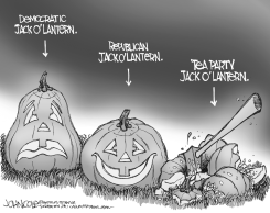 TEA PARTY PUMPKIN BW by John Cole