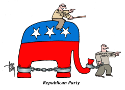 REPUBLICAN PARTY AS TAMED ELEPHANT by Arend Van Dam