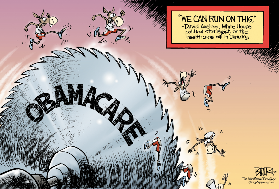  RUNNING ON OBAMACARE by Nate Beeler