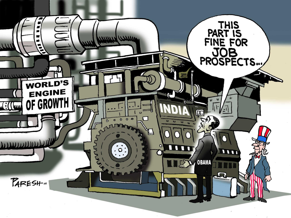 Obama and jobs in India COLOR