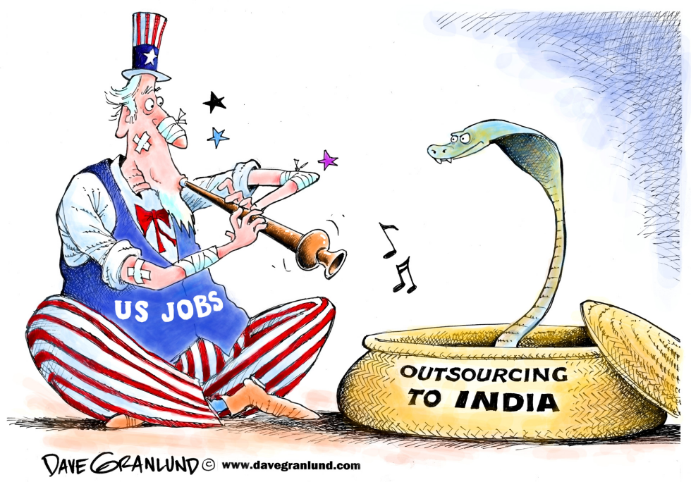  US JOBS AND INDIA by Dave Granlund