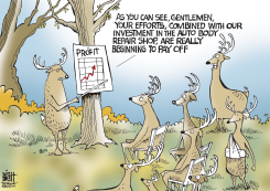 DEER AND CARS,  by Randy Bish