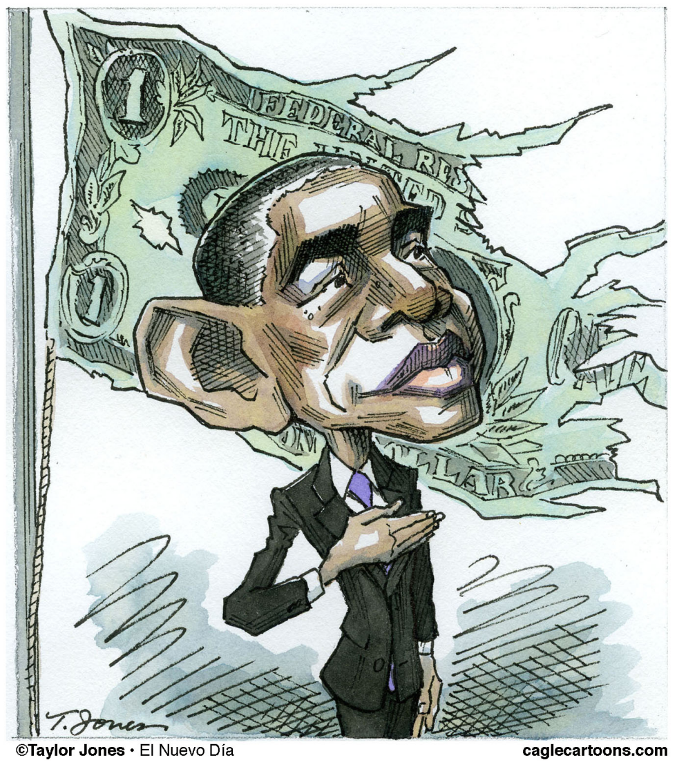 Obama and the almighty dollar - COLOR