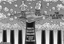 FLAT EARTH SOCIETY BW by Steve Greenberg