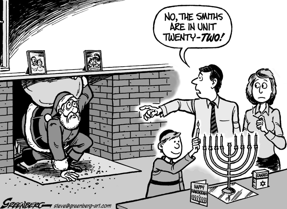 Hanukkah Santa bw