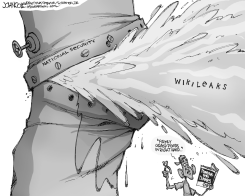 OBAMA AND WIKILEAKS BW by John Cole