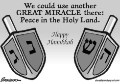 HANUKKAH, WITH GREETING BW by Steve Greenberg
