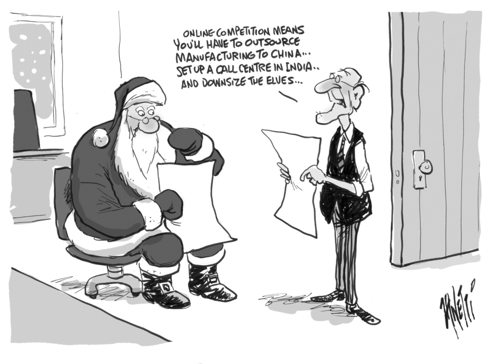 Santa Restructures bw