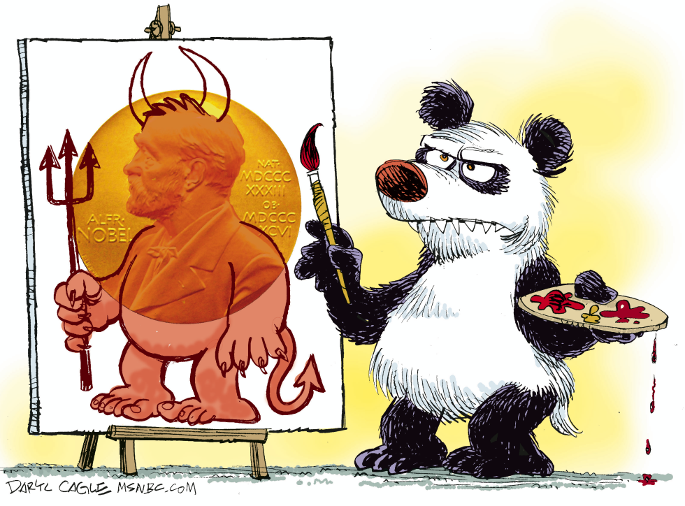  CHINA PAINTS THE NOBEL PEACE PRIZE by Daryl Cagle