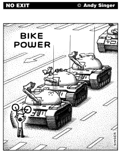 TIANANMEN BIKE POWER by Andy Singer