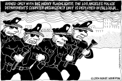 LAPD FLASHLIGHTS IN FALLOUJA by Monte Wolverton