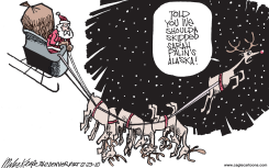 SANTA OVER ALASKA  by Mike Keefe