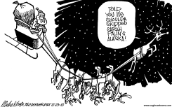 SANTA OVER ALASKA  by Mike Keefe
