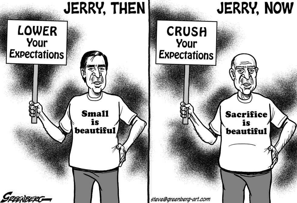 CALIF Jerry Brown then/now bw