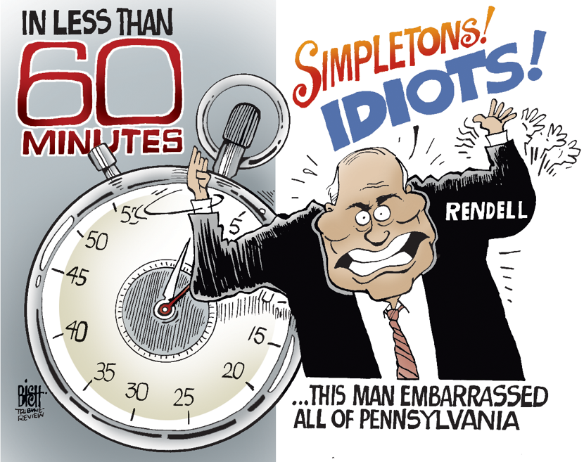 LOCAL- PA ED RENDELL BLOWS UP ON 60 MINUTES, COLOR