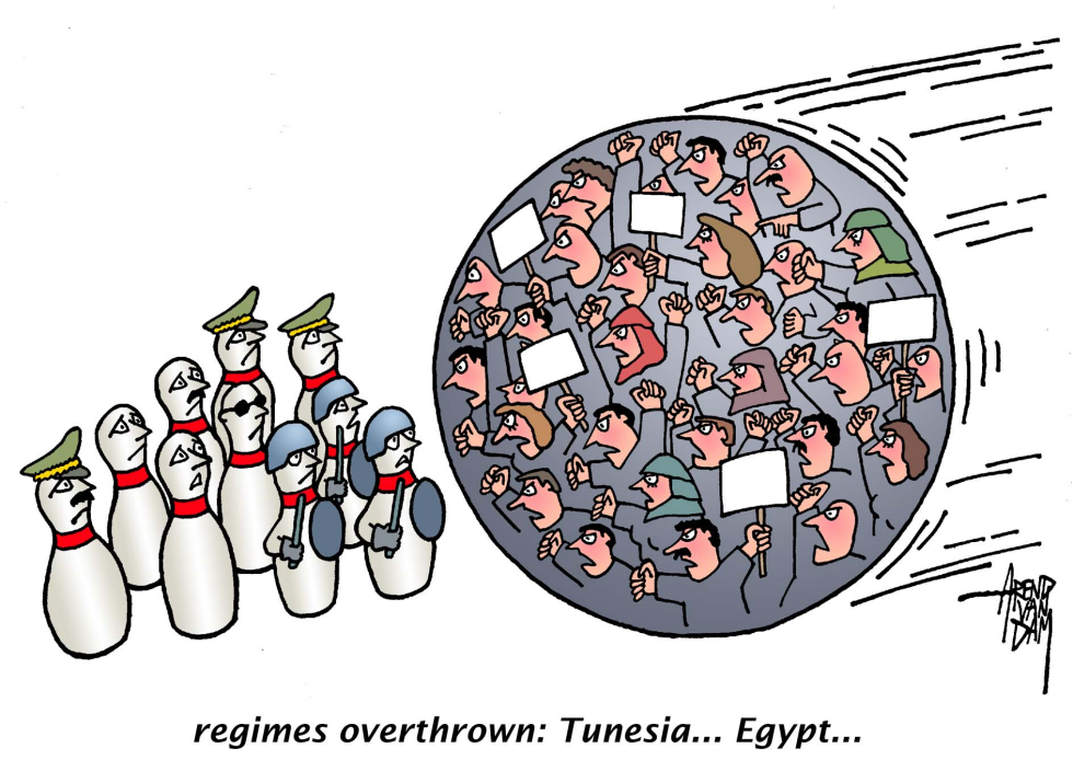 Regimes overthrown Tunesia, Egypt