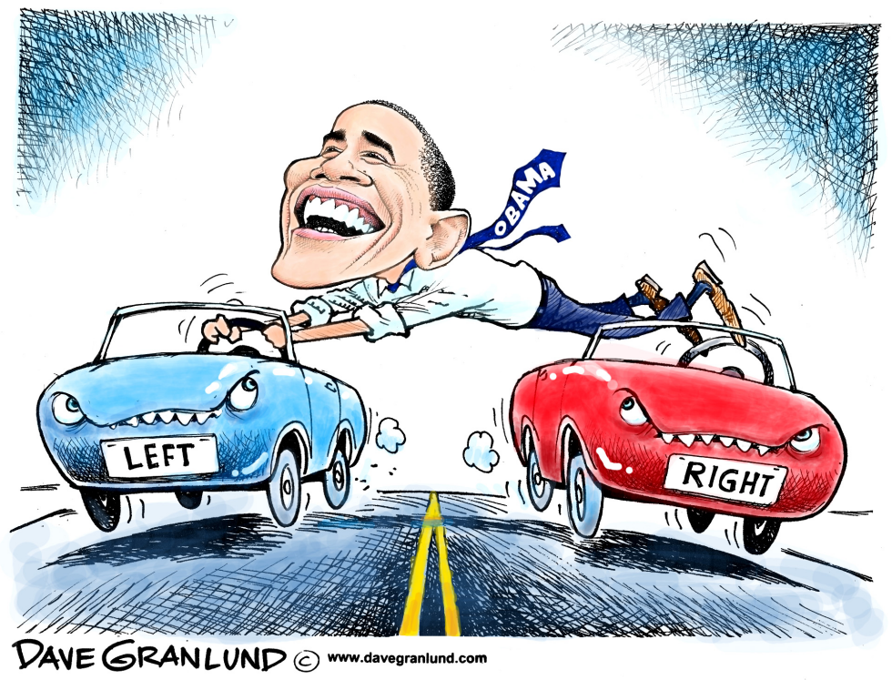  OBAMA MOVES TO CENTER by Dave Granlund